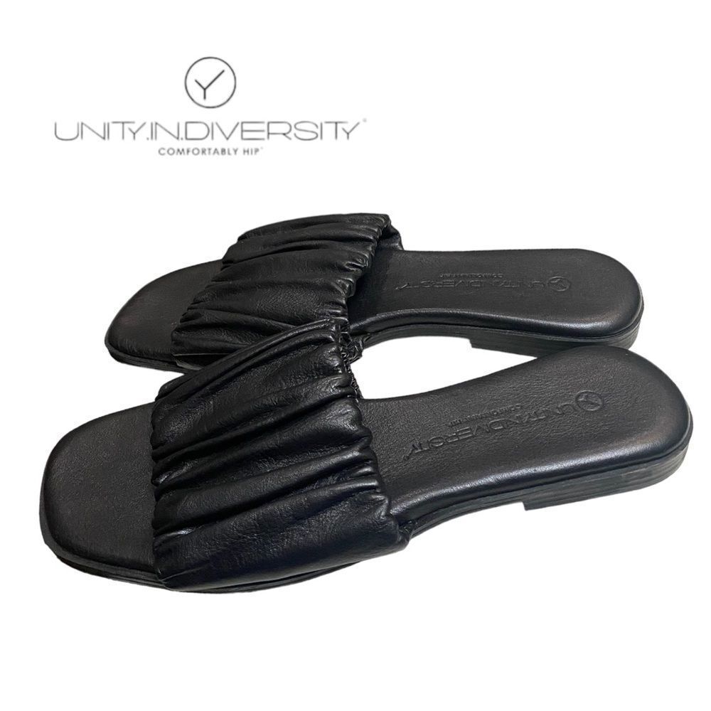 UNITY IN DIVERSITY Livia Women's Black Slide Sandals NEW 39 8 8.5